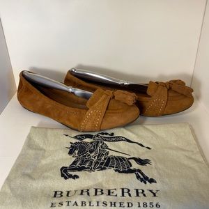 Burberry caramel suede ‘Paulette’ flats